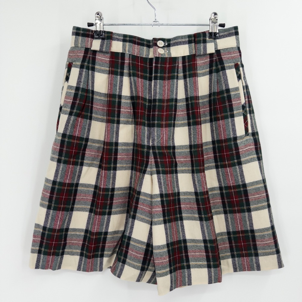 Vintage Danielle Martin Walking Shorts Womens 10 Plaid Wool High Waist‎ Twee